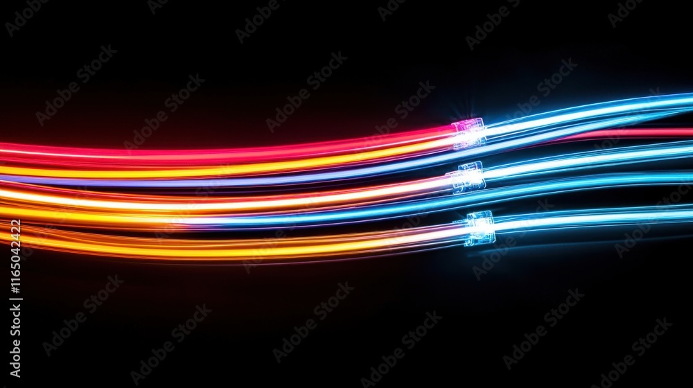 Poster dynamic light trails capture motion urban environment digital art night setting abstract concept for