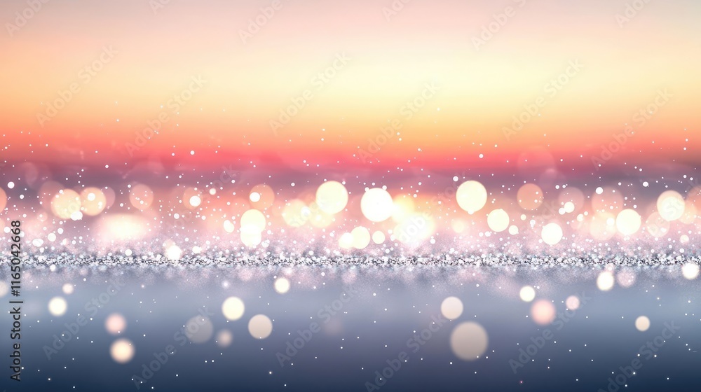Poster Starry abstract background idea. A serene abstract sunset with soft bokeh lights creating a calming atmosphere.