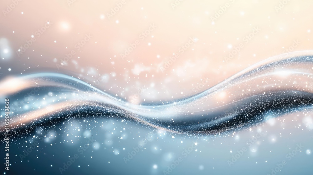 Aufkleber Starry abstract background idea. Abstract waves with sparkling particles create a serene and calming atmosphere.