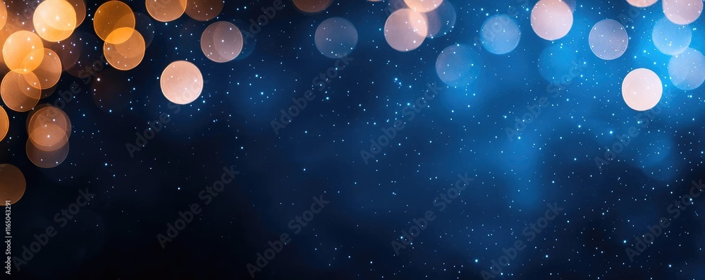 Aufkleber starry abstract background idea. beautiful bokeh background with soft glowing lights and blue tones 