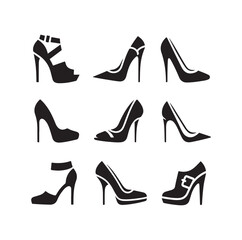 High Heel Shoe Icon silhouette vector illustration