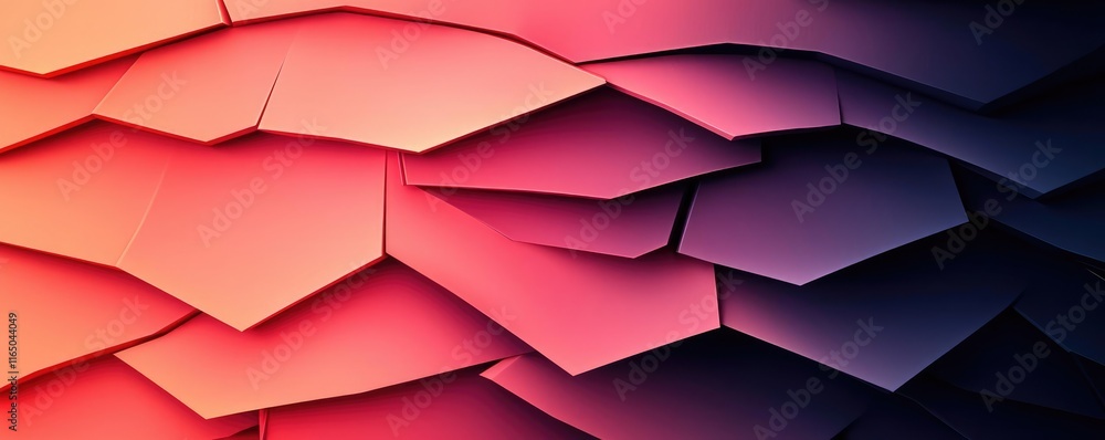 Poster Torn abstract background concept. A vibrant abstract pattern with layered shapes in red, pink, and violet tones.