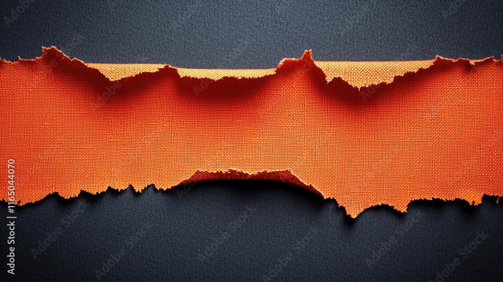 Poster torn abstract background concept. an artistic close-up of torn orange paper revealing a textured bla
