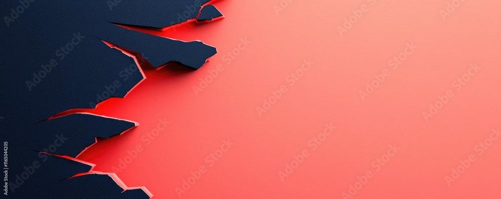 Aufkleber Torn abstract background concept. Abstract design with jagged edges blending black and red colors on a smooth background.