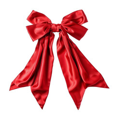 Decorative Red Ribbon Bow Isolated on Transparent Background