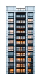 Obraz premium A Striking Modern Apartment Building with Lit Windows