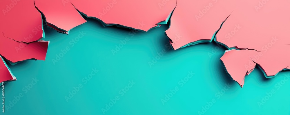 Poster torn abstract background concept. colorful abstract background with cracked texture in vibrant pink 