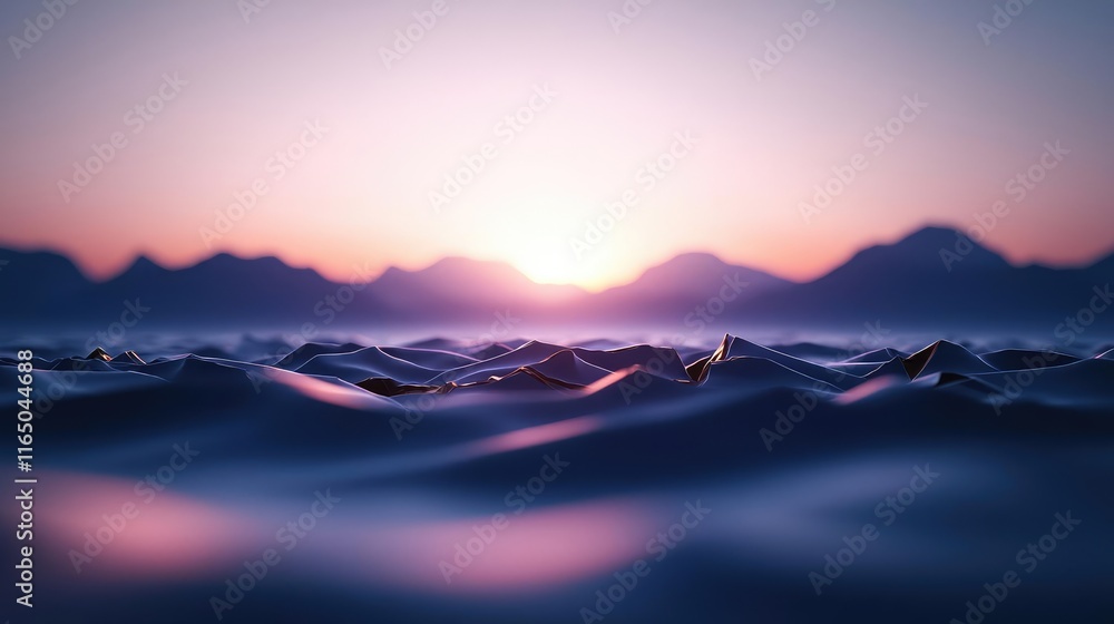 Poster torn abstract background concept. serene ocean waves at sunset with gentle hues reflecting on tranqu