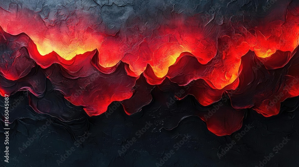 Poster Torn abstract background concept. Abstract lava flow design with vibrant red and black contrasting colors, evoking nature's power.