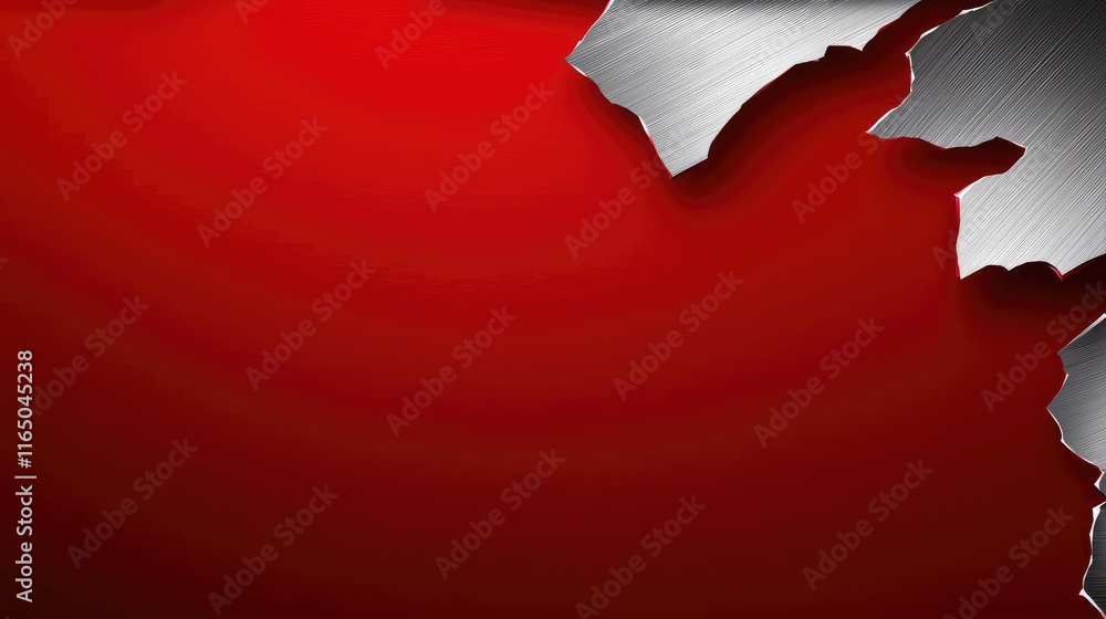 Poster Torn abstract background concept. Abstract red background with metallic edge, perfect for modern design applications.