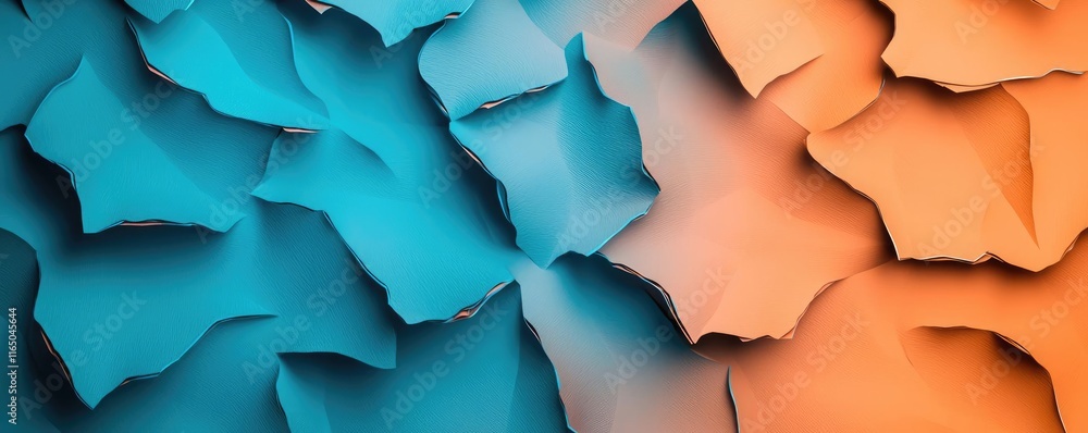 Poster Torn abstract background concept. Abstract layers in blue and orange create a dynamic, textured background design.