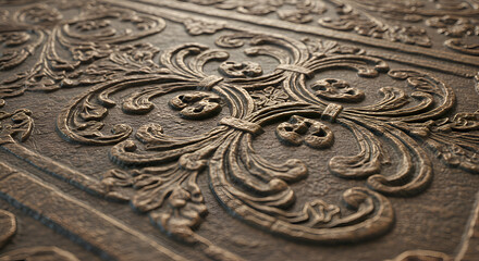 Obraz premium Carved stone relief with intricate designs and fine detailing