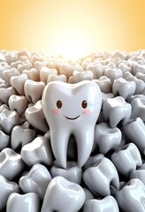 Fototapeta premium Happy Tooth Surrounded By Many Other Teeth