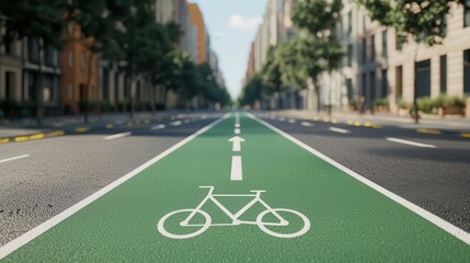 Sustainable mobility embraces eco-friendly cycling. Bicycle lane in urban environment