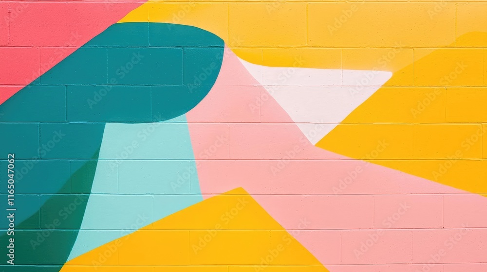 Aufkleber Graffiti abstract background concept. Vibrant abstract mural with geometric shapes in various colors and patterns.