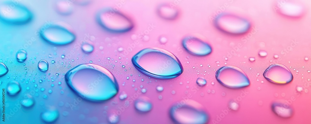 Poster droplets abstract background idea. colorful water droplets on a vibrant background, creating a sooth