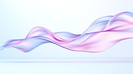 Abstract flowing waves in pink and blue tones on a light background.