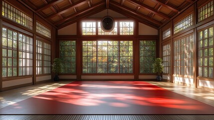 3D Illustration of Asian Karate Dojo Interior 