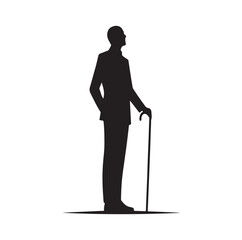 Man Standing With Cane silhouette vector illustration