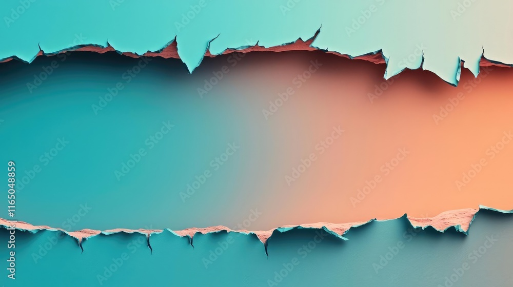 Poster Torn abstract background concept. Abstract textured background with a torn paper effect showcasing vibrant colors.