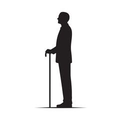 Man Standing With Cane silhouette vector illustration