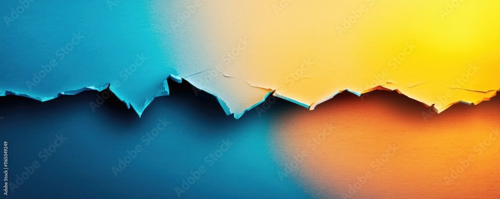 Poster torn abstract background concept. a vibrant abstract background showcasing torn paper in blue and ye
