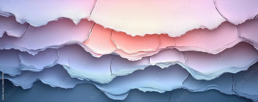 Poster Torn abstract background concept. Abstract layered textures with pastel colors creating a dynamic artistic background.