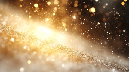 Obraz premium Golden Glitter Background With Sparkling Lights