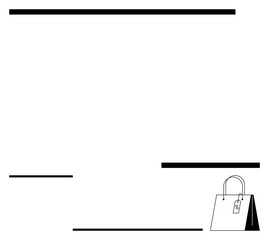Simplistic shopping bag with a price tag in a modern, minimal black and white style. Ideal for e-commerce, retail, shopping concepts, branding, sales promotion, online stores, digital marketing