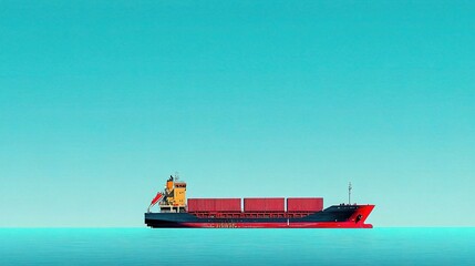 Container Ship in Port Under Clear Skies with Vibrant Colors