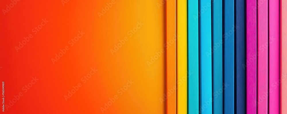 Poster Torn abstract background concept. Vibrant colorful stripes create a stunning visual contrast on a smooth gradient background.
