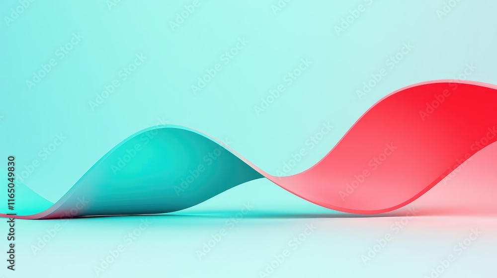 Aufkleber Torn abstract background concept. Abstract colorful wave design in cyan and red on a minimalist background.