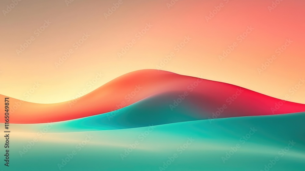Poster Torn abstract background concept. Vibrant abstract landscape with flowing shapes and harmonious colors, evoking tranquility.