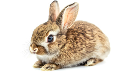 An adorable rabbit isolated on a white background.