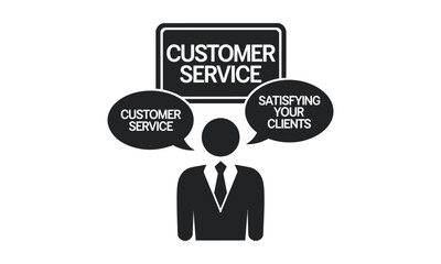 Customer Care Vector Silhouettes and Vector Clip Art Logo Icon  Depicting Customer Care, Service Excellence, and Business Strategy