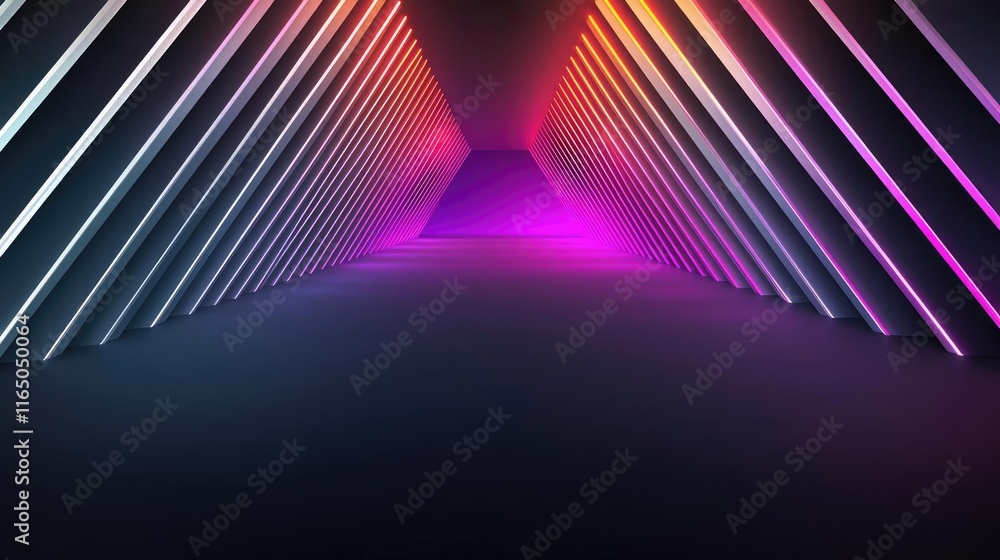 Poster torn abstract background concept. a vibrant, illuminated tunnel showcasing dynamic colors and modern