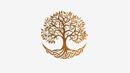 Obraz premium A stylized tree design with intricate branches and roots, symbolizing growth and connection.