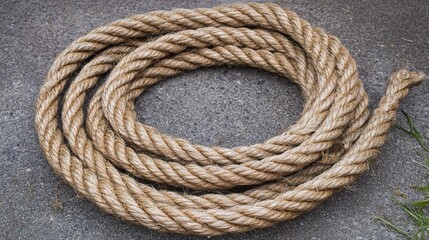 Obraz premium Thick Rope Wrapped in a Circle on a Flat Surface Close Up