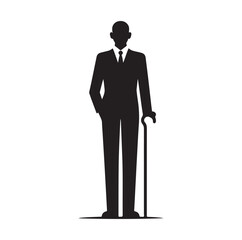 Man Standing With Cane silhouette vector illustration