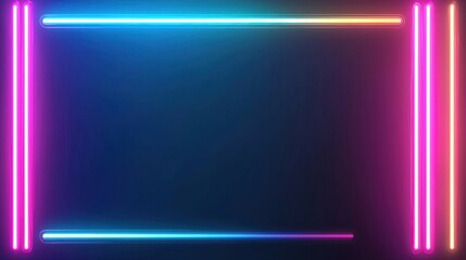 Dynamic neon light frame urban setting abstract graphic design vibrant colors eye-catching perspective