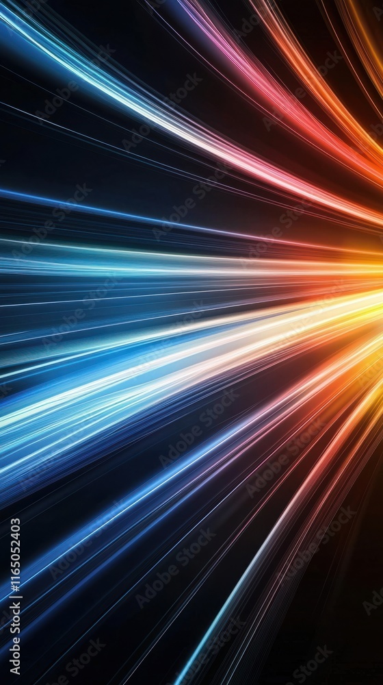Poster dynamic light trails in abstract space design digital art futuristic environment colorful rays creat
