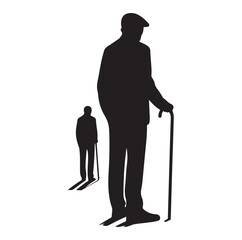 Man Standing With Cane silhouette vector illustration