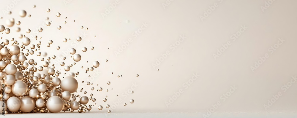 Aufkleber Droplets abstract background idea. A collection of elegant spheres creating a stylish abstract design on a neutral backdrop.