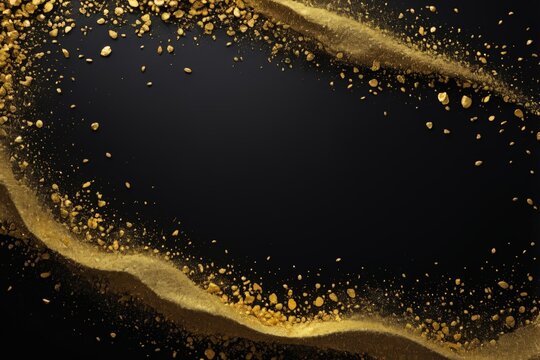 a close up of a gold dust trail on a black background - Powered by Adobe