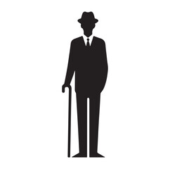 Man Standing With Cane silhouette vector illustration