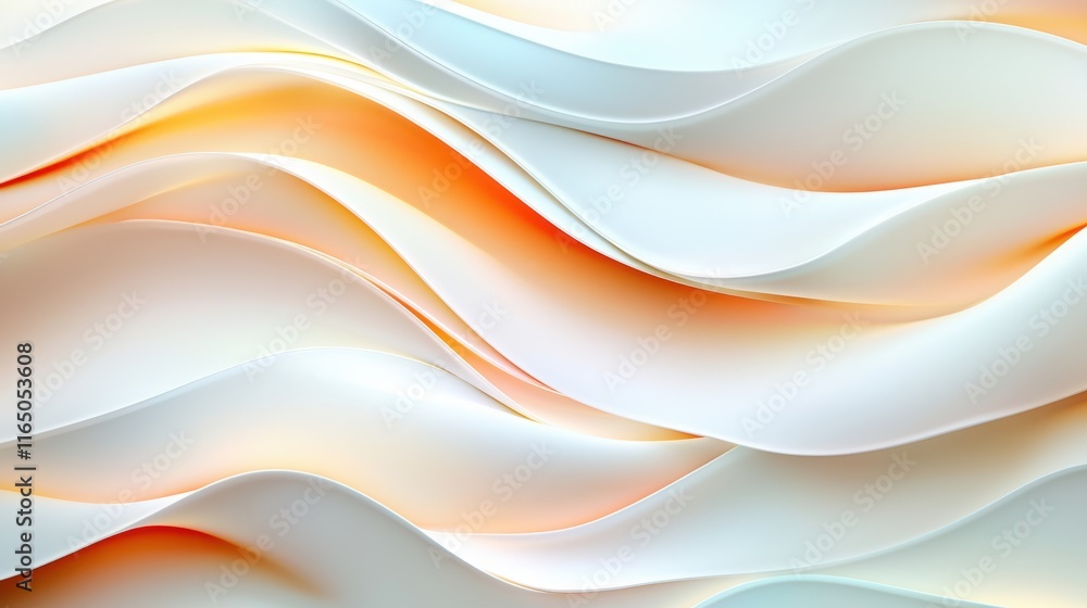 Poster gentle flow of abstract waves digital art soft palette smooth texture minimalist style serenity in d