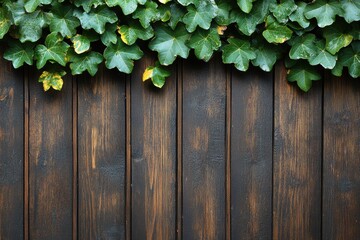 Fototapeta premium A wooden fence with ivy growing on it