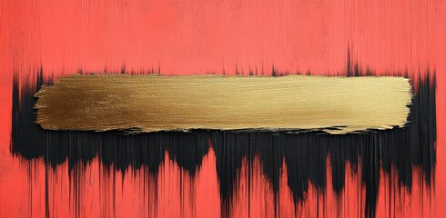 A red background with a gold stripe and black stripe
