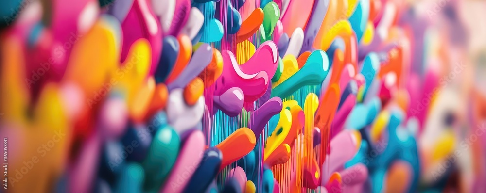 Poster Graffiti abstract background concept. Vibrant and colorful abstract shapes creating a captivating visual texture.