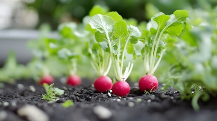 Radish plants growing outside